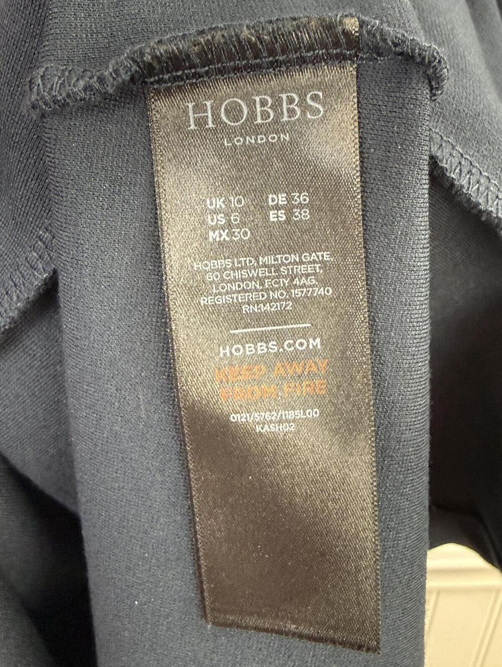Hobbs London Navy & White Striped Boat Caris Ponte 3/4 Sleeve Dress - Size - 6 - Picture 7 of 9